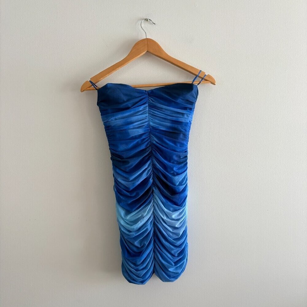 Zara Tulle Mesh Strapless Mini Dress NWT Blogger Fav Blue Size Small - Picture 8 of 12